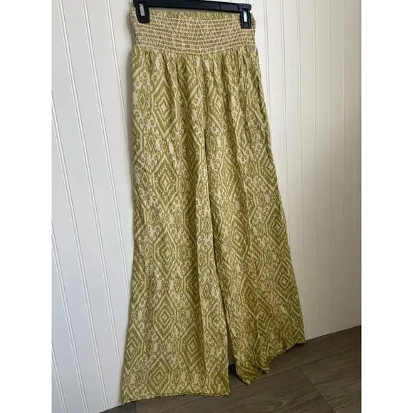 Patrons Of Peace Anthropologie Wide Leg Pants Womens XS Geometric Elastic Waist - Picture 2 of 5
